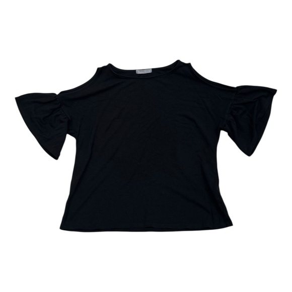 Olivia Moon Tops - Olivia Moon Black Women's Cold Shoulder Top Flutter Sleeves - Size Medium